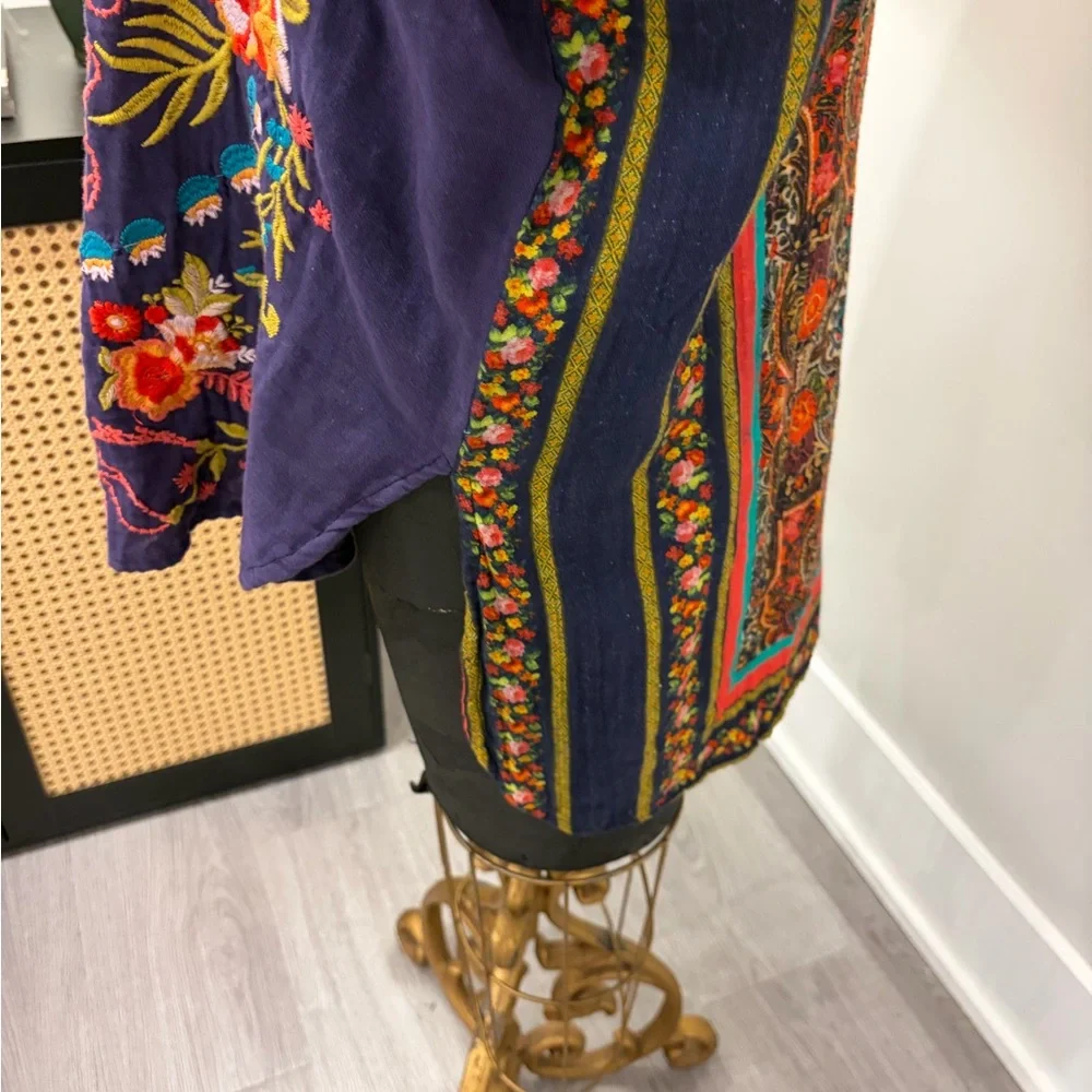 All About Her Embroidered Mosaic Button-Up Shirt 100% Cotton (XL) Hippie Gypsy - Picture 8 of 17